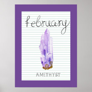 February Birthstone Amethyst 18x24 Artwork Poster