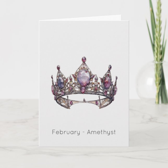 February Birthstone Amethyst Happy Birthday Card (Front)