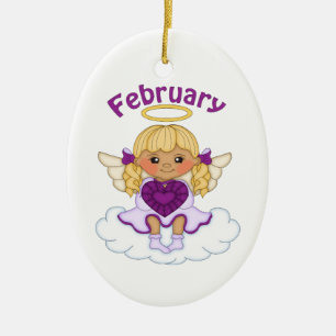 February Birthstone Angel Blonde Ceramic Tree Decoration
