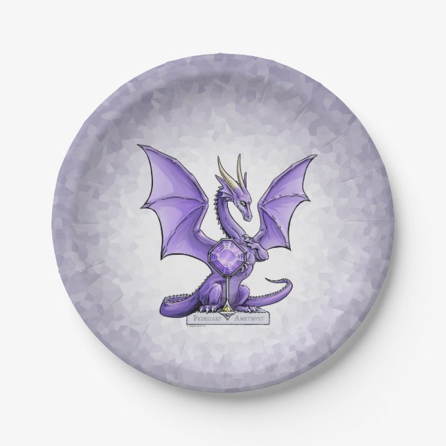 February Birthstone Dragon - Amethyst  Paper Plate (Front)