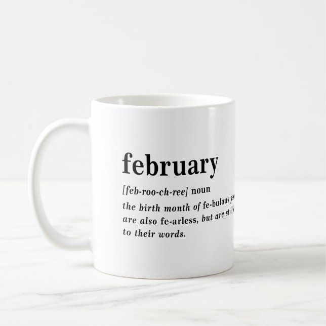February Definition Birthday Coffee Mug (Left)