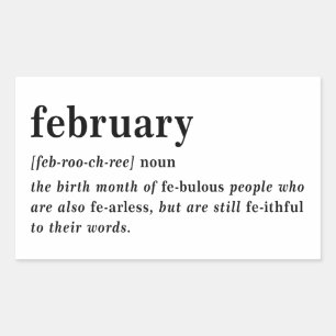 February Definition Birthday Rectangular Sticker