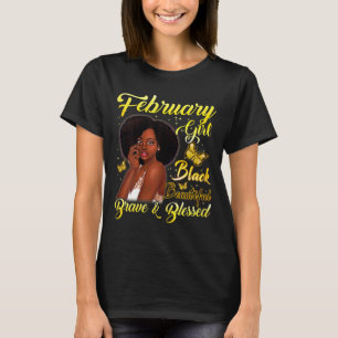 February Girl Black African Queen Afro Birthday T-Shirt