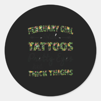 February Girl With Tattoos Pretty Eyes Classic Round Sticker