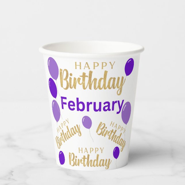 February happy birthday cups (Front)