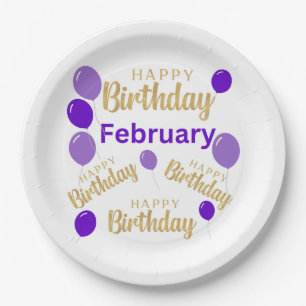 February happy birthday paper plate