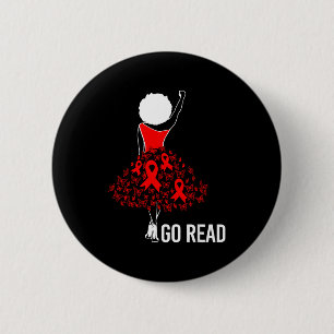 February Heart Disease Awareness Month Red African 6 Cm Round Badge