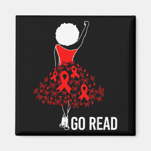 February Heart Disease Awareness Month Red African Magnet