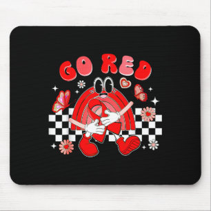 February Heart Disease Awareness Month Red Heart B Mouse Pad