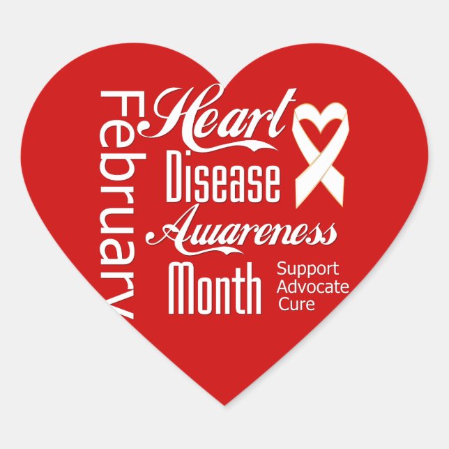 February Heart Disease Awareness Month Support Sticker (Front)