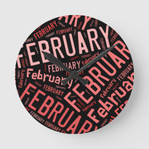 February Heart Round Clock