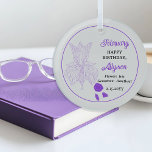 February Iris Floral | Amethyst Birthday Keepsake Glass Tree Decoration<br><div class="desc">February actually has three flowers in celebration of birthdays for this month: violets, primroses and irises. This design features the beauty of iris. The gemstone for February is amethyst. This design features the flowers and the gemstones along with the recipient's name in an amethyst colour. We have paired it with...</div>