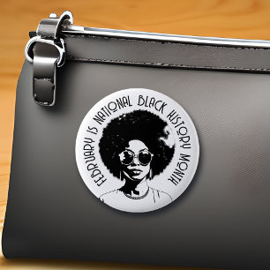 February is National Black History Month 6 Cm Round Badge