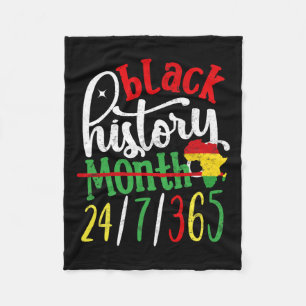 February Is Our Strength Black History Month Afro- Fleece Blanket