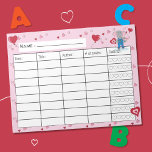 February Kid Reading Log Notepad<br><div class="desc">A cute reading log for kids for the month of February . It features a charming elephant and cute red and pink little hearts . The stars for the ratings are replaced with 5 hearts . 
© ArianeC Illustrations-All rights reserved</div>