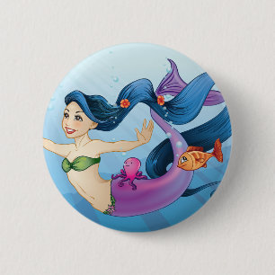 February Mermaid 6 Cm Round Badge