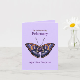 February Purple Agathina Emperor Butterfly Art Card