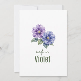 February Violet Birth Flowe card Watercolor