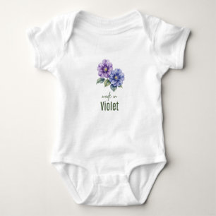 February Violet  Birth Flower Bodysuit Watercolor