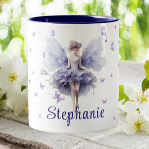 February Violet Birth Month Floral  Flower Fairy Two-Tone Coffee Mug