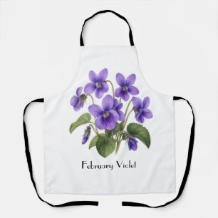 February Violet Flowers  Apron