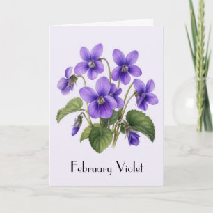 February Violet Flowers Greeting Card