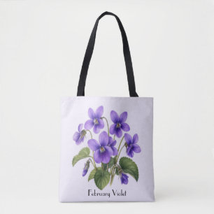 February Violet Flowers Tote Bag