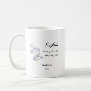 February Violet Personalised Birthday Coffee Mug