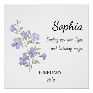 February Violet Personalized Birthday Poster