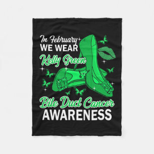 February We Wear Kelly Green Bile Duct Cancer Awar Fleece Blanket