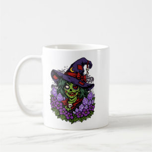 February Zombie Witch with Gems and Flowers Coffee Mug
