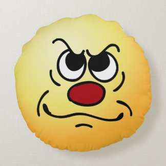 Fed Up Face Grumpey Round Cushion