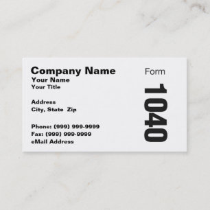 Federal 1040 Form on White Business Card