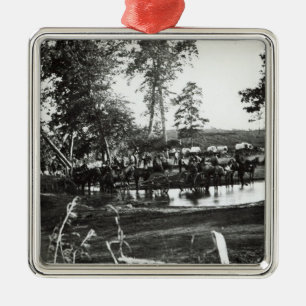 Federal battery fording a tributary on battle metal tree decoration