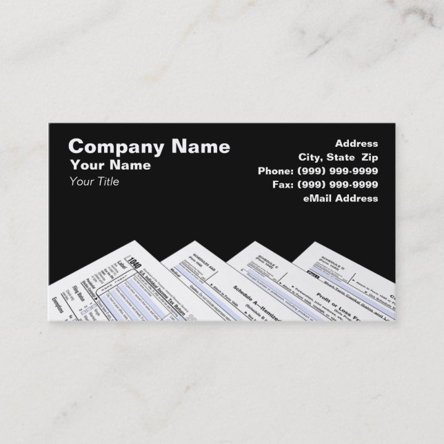 Federal Tax Forms Business Card (Front)
