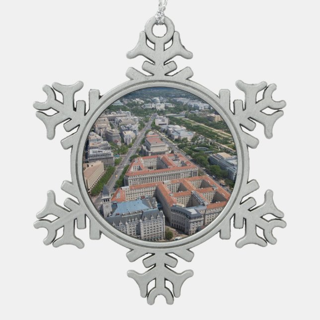 Federal Triangle Washington D.C. Snowflake Pewter Christmas Ornament (Front)
