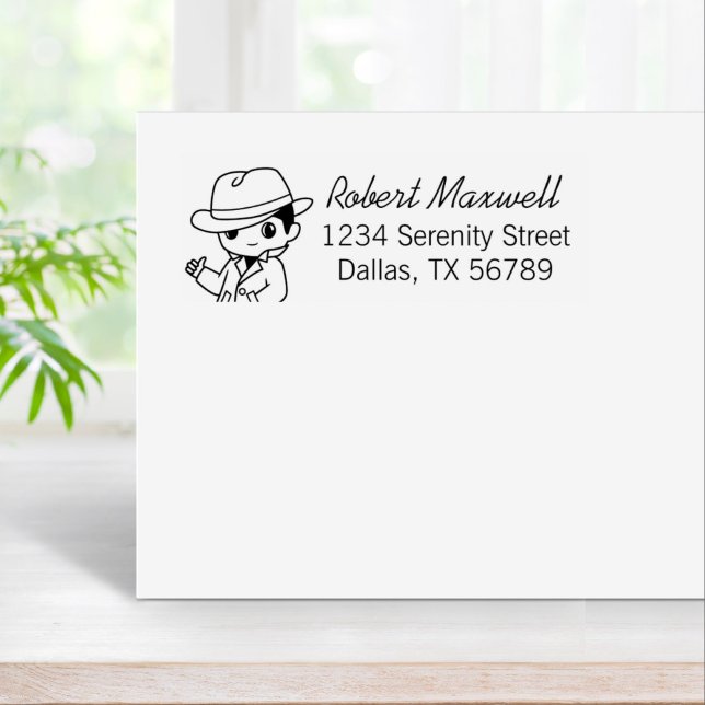 Fedora Hat Trench Coat Man Address Rubber Stamp (Creator Uploaded)