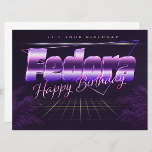 Fedora Name First name pura retro card Birthday