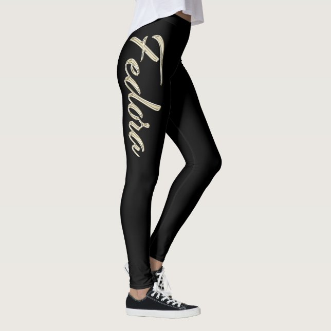 Fedora white gold Handwriting trousers Leggings (Right)