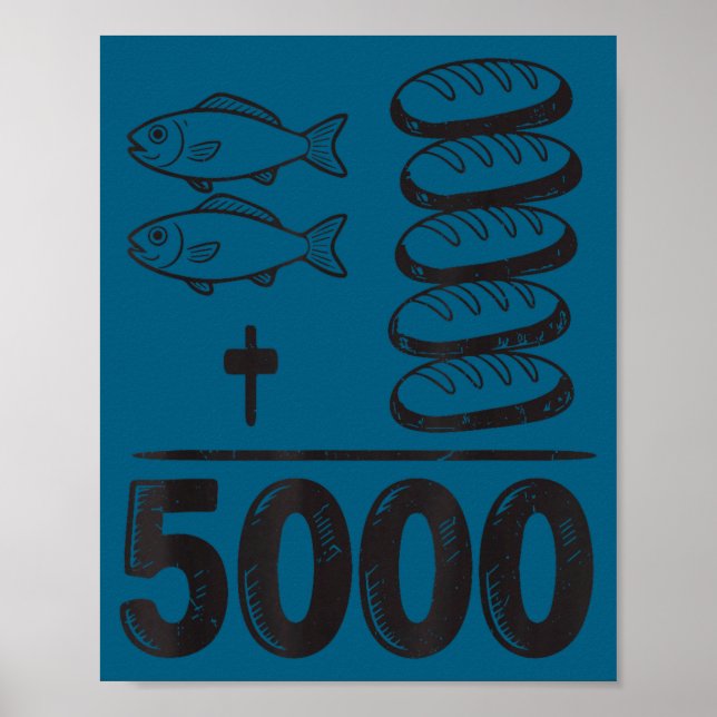 Feed 5000 Miracles Jesus Math Christian Funny Bibl Poster (Front)