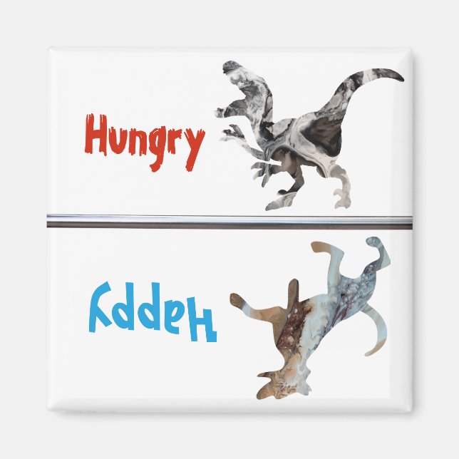 Feed Fed Dog Magnet Hungry Happy Dinosaur Funny (Front)