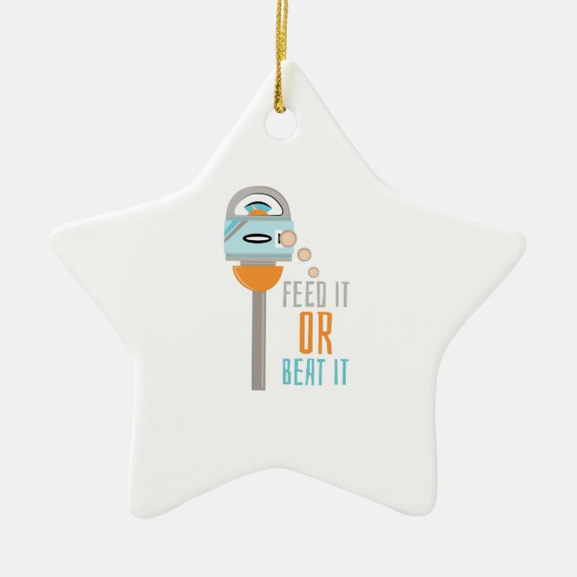 Feed It Or Beat It Ceramic Tree Decoration (Front)