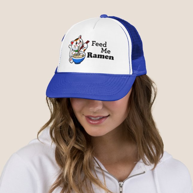 Feed Me Ramen- Cute Cat Trucker Hat (In Situ)