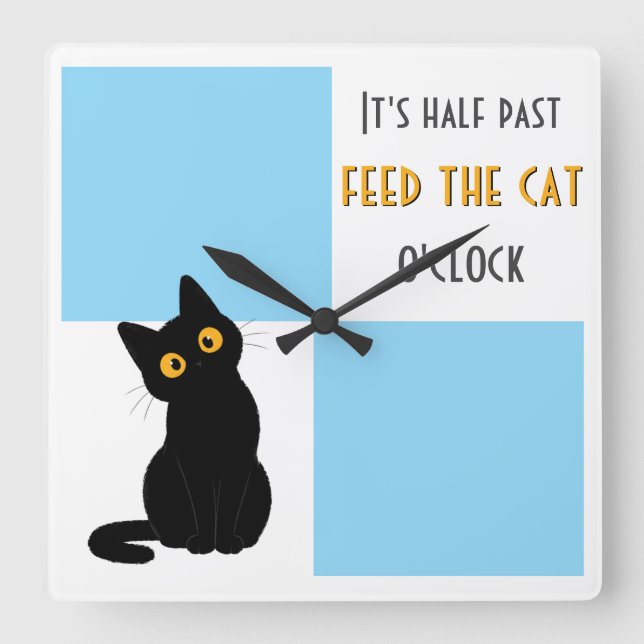 Feed the Cat Wall Clock for Cat Parents (Front)