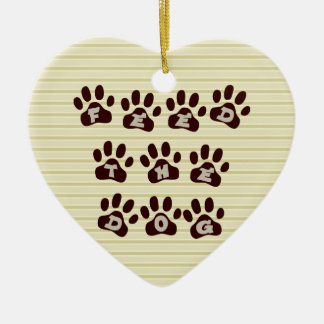 Feed the Dog Paw Print  2 Sided Door Hanger Ceramic Tree Decoration