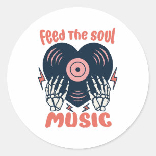 feed the soul music classic round sticker