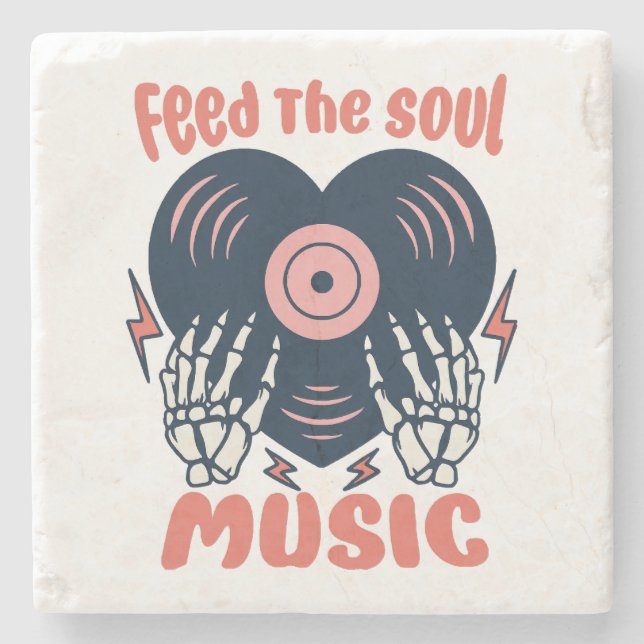 feed the soul music stone coaster (Front)