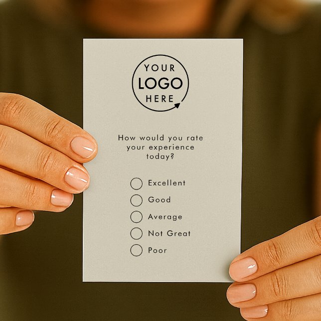 Feedback | Modern Minimalist Grey Logo Survey Card (Customer feedback template for small business customer retention & easy reviews.)