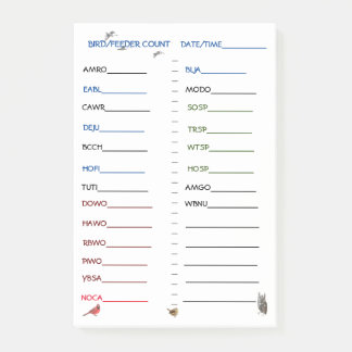 Feeder Watch-preprinted feeder birds Post-it Notes