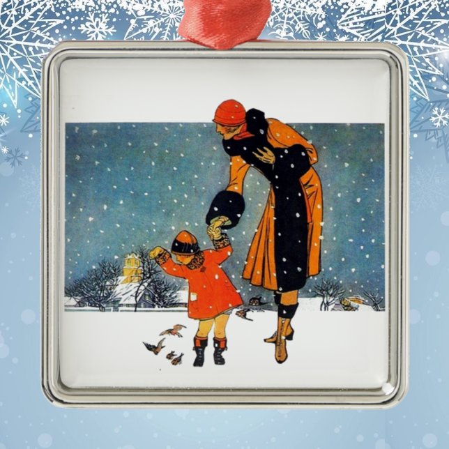 Feeding Birds in the Snow Ceramic Tree Decoration (Creator Uploaded)